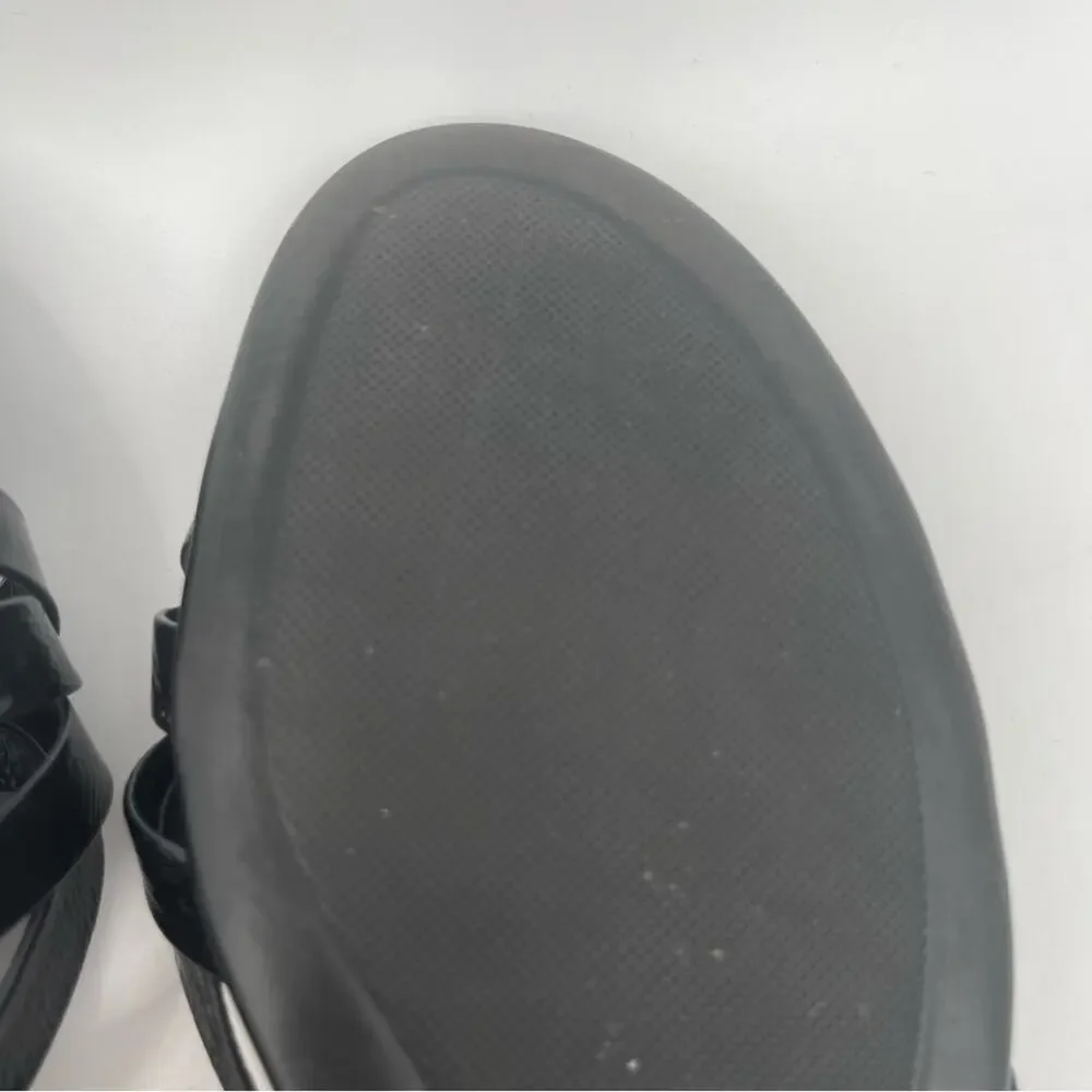 SAS Sandals 9.5 SLIM Strippy Quarter Strap Wedge Black Patent Leather 9.5 SLIM